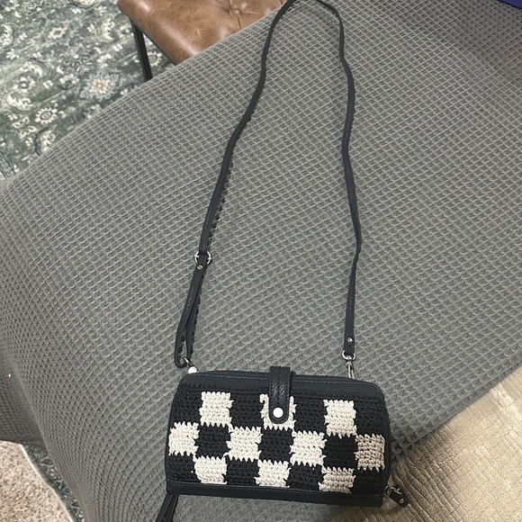 The Sak Handbags - The Sak Black and Cream Crochet Crossbody Bag